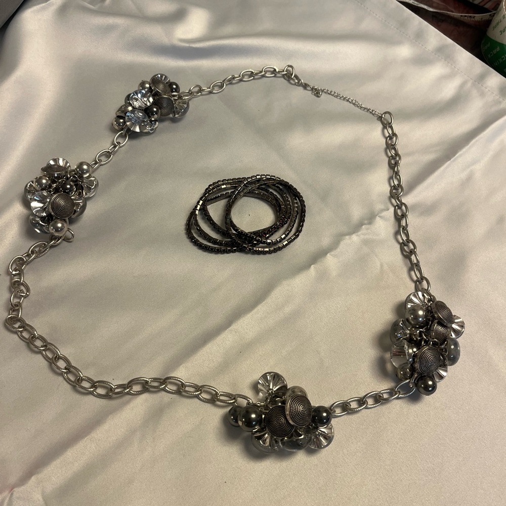 3 for $25. Silver Charm Necklace with Crystal Accents